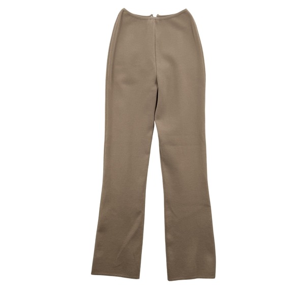TSE Pants Womens 8 Beige Wool Crepe Knit Straight Leg Back Zip Made in Italy